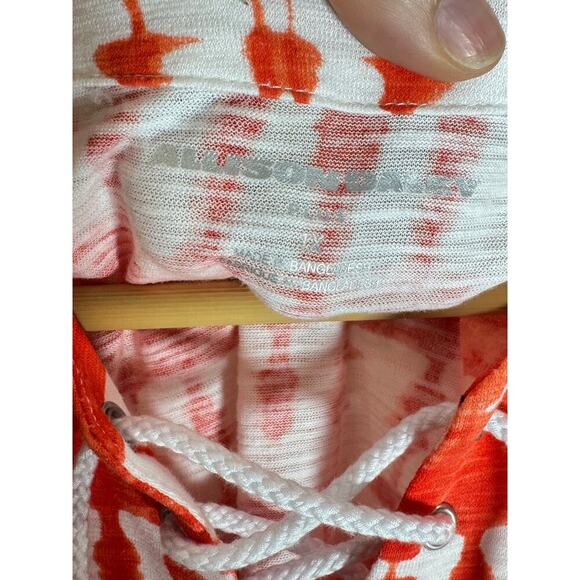 NWT Allison Daley Plus Size Top 1X Tie-Dye Short Sleeve Casual Coastal Tie Front - Picture 6 of 8